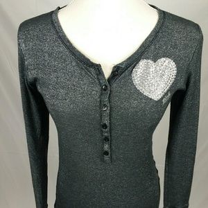 Pink Victoria's secret 1986 sparkling grey shirt